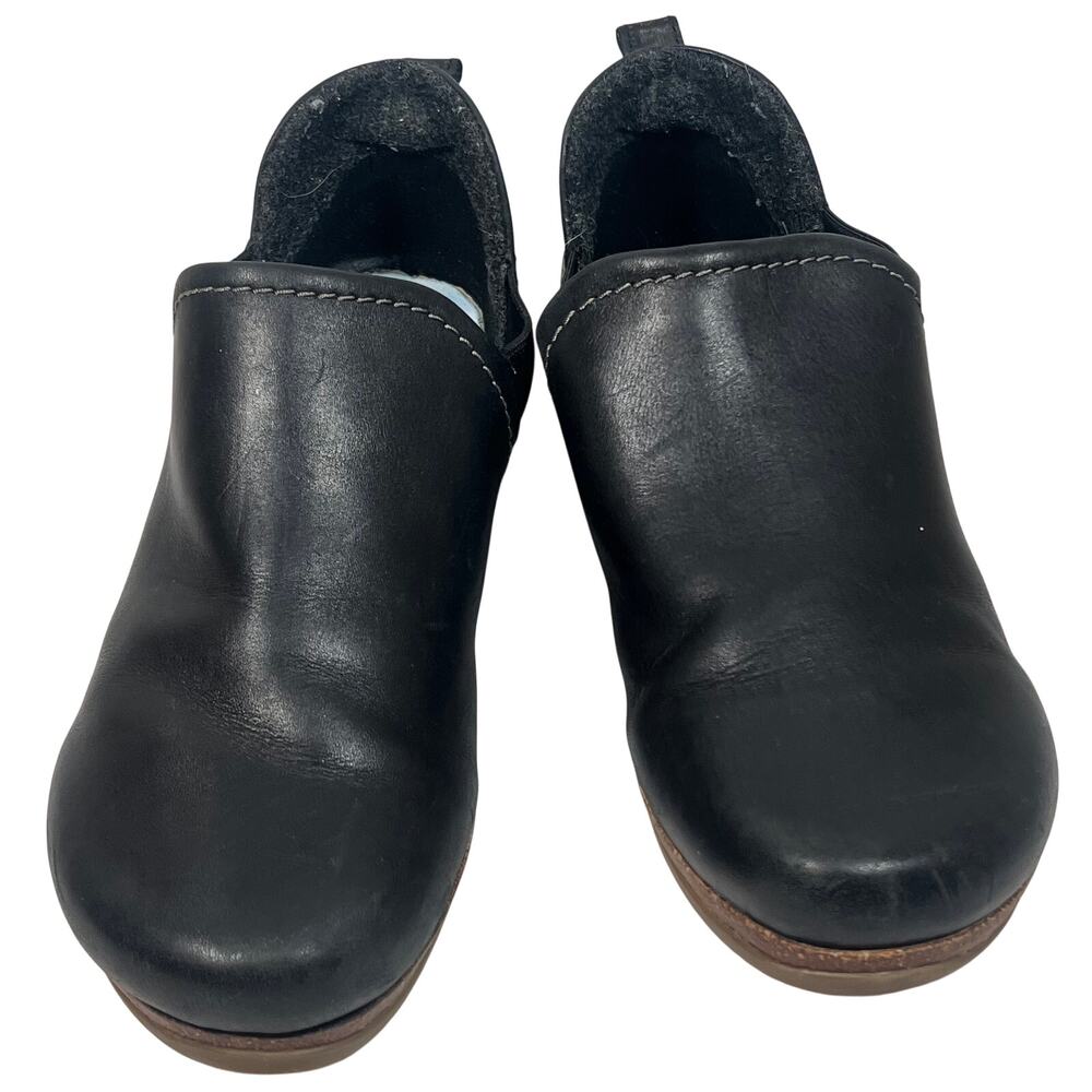 Stegmann Lieben Black Leather Wool Lined Slip-on Chelsea Bootie Clogs US 9.5